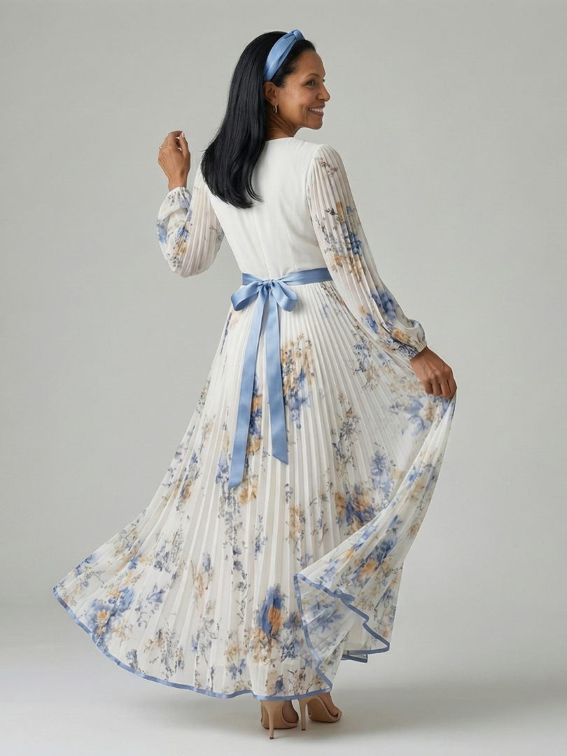 Natalia™ | Vestido midi envolvente plisado