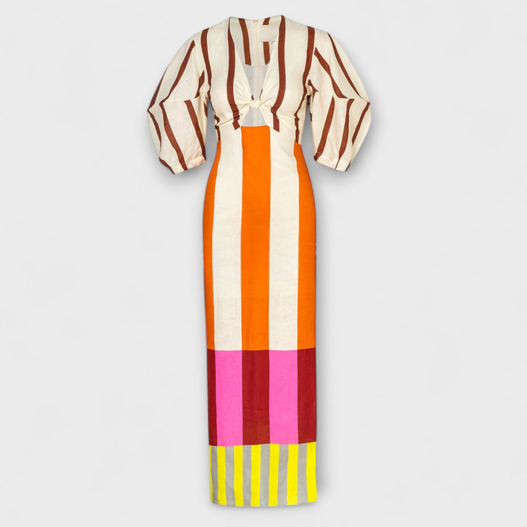 Kaya - Vestido maxi con recorte y mangas globo