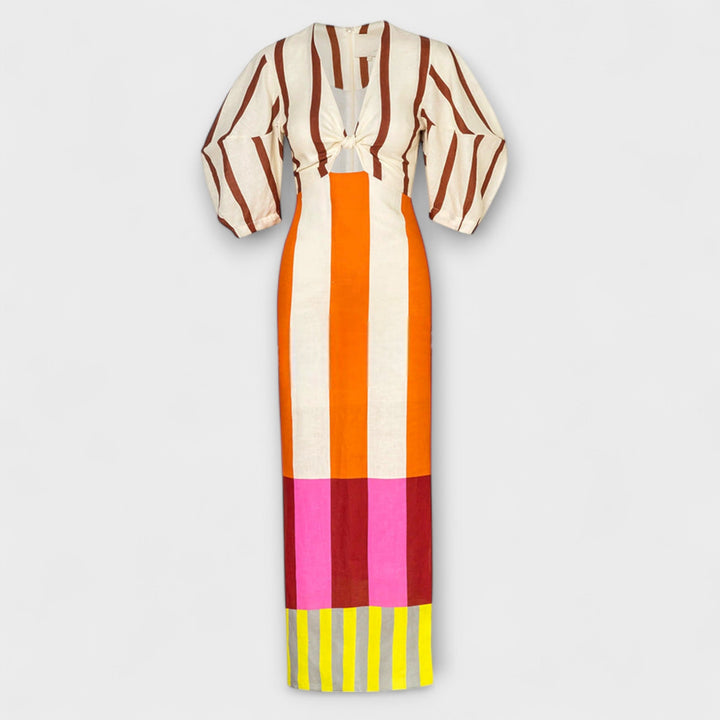 Kaya - Vestido maxi con recorte y mangas globo