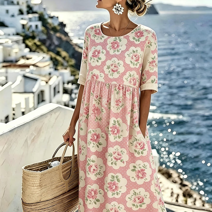 Rosalie™ | Vestido midi vintage con estampado de rosas