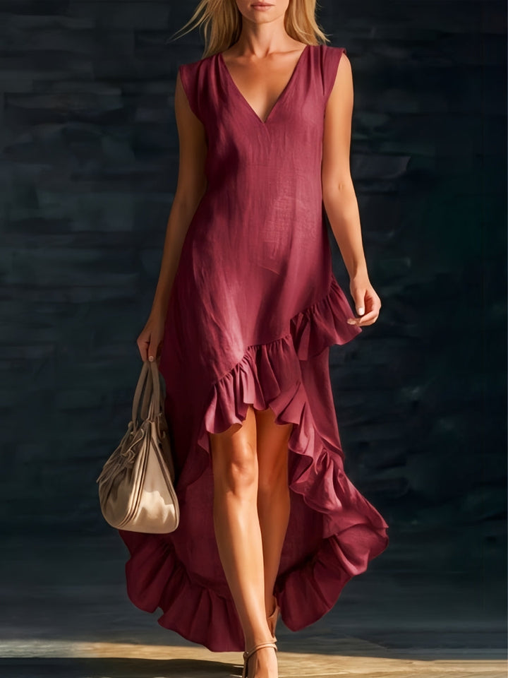Sienna | Vestido Boho Asimétrico con Detalles de Volantes