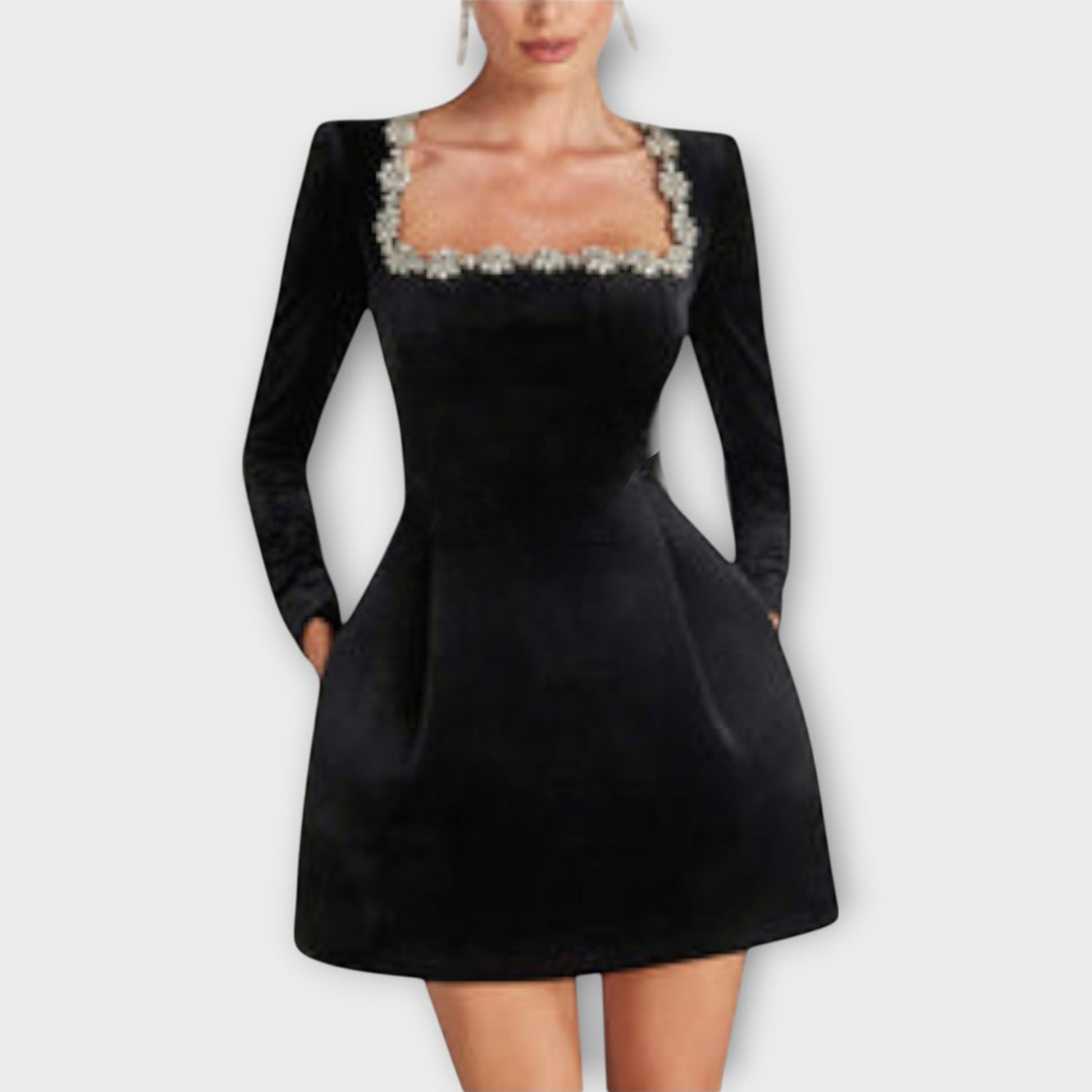 Wren - Vestidos mini de terciopelo con adornos