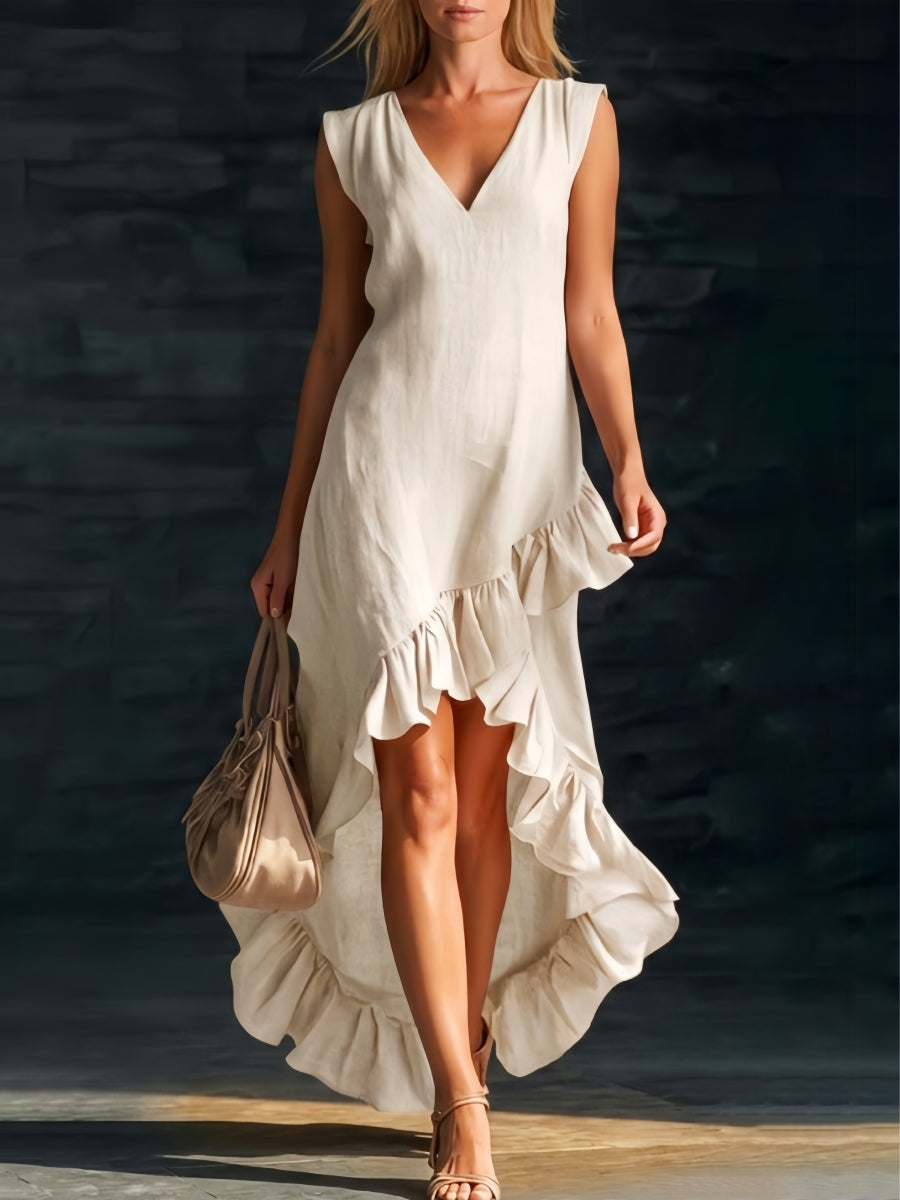 Sienna | Vestido Boho Asimétrico con Detalles de Volantes