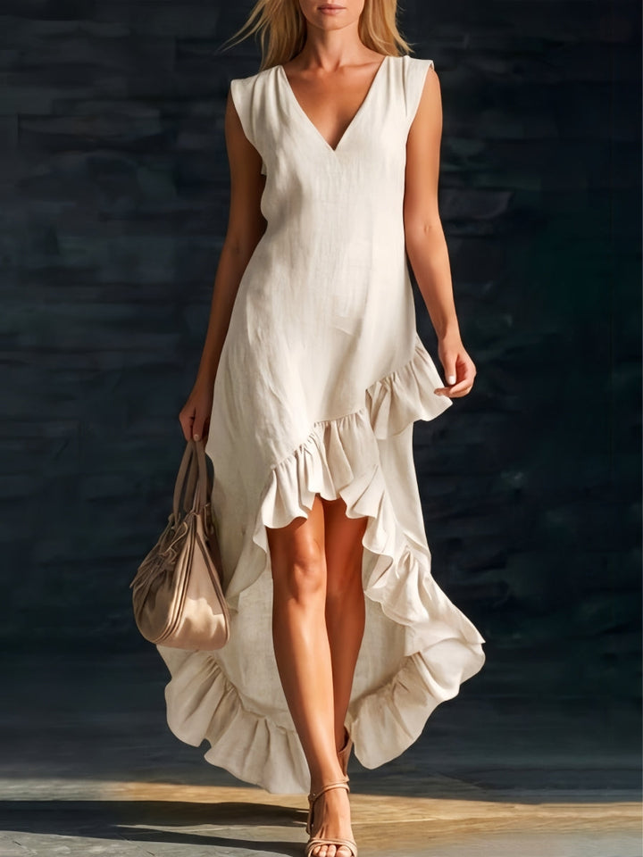 Sienna | Vestido Boho Asimétrico con Detalles de Volantes
