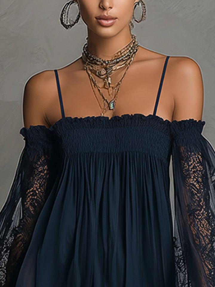 Noemi | Minivestido de gasa en azul marino