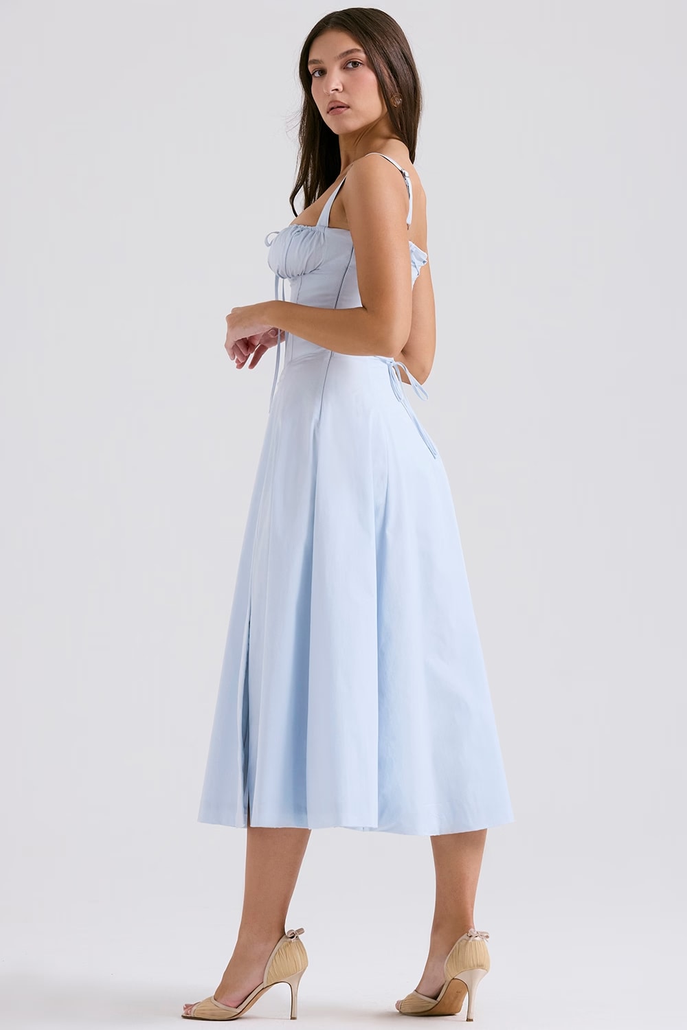 AURORA - VESTIDO MIDI CON CORSÉ Y CORDONES