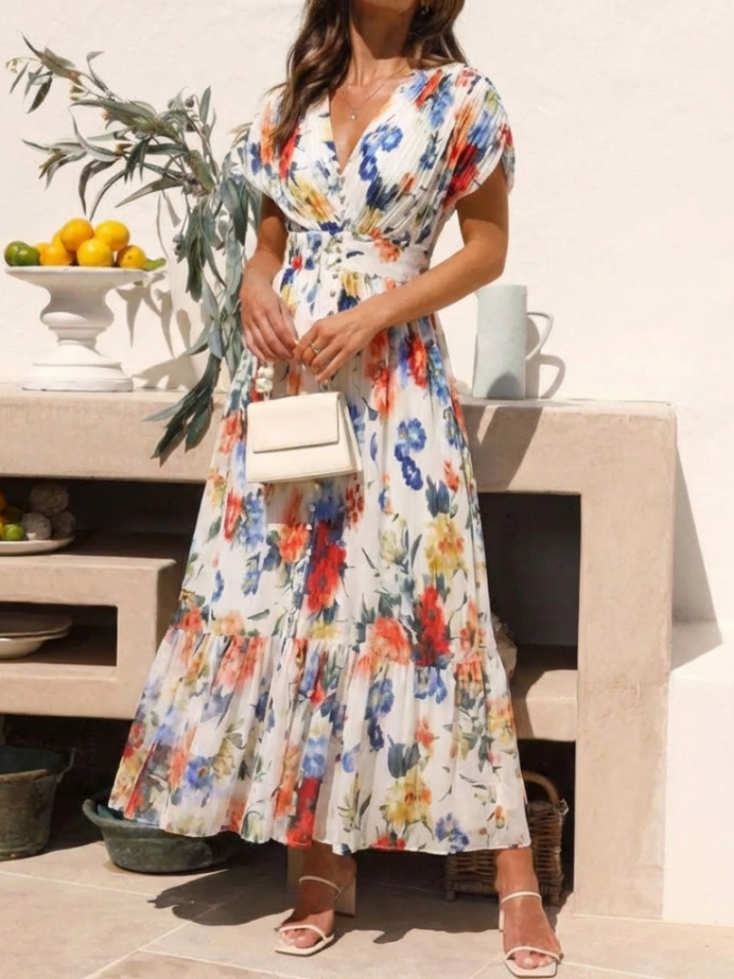 Vestido Midi Corto Plisado Sin Mangas Savannah