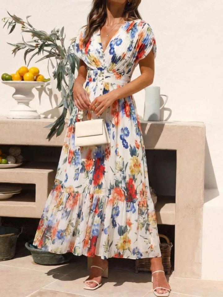 Vestido Midi Corto Plisado Sin Mangas Savannah