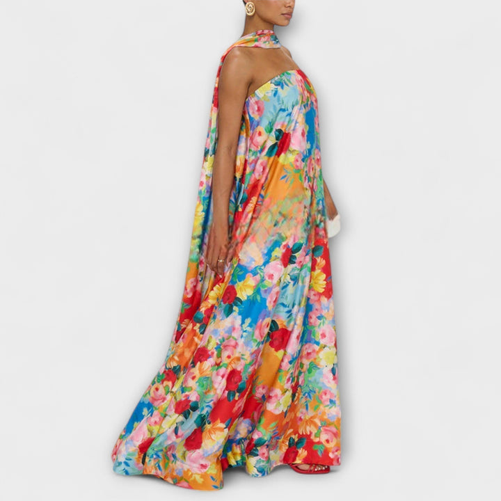 Harlow - Vestido maxi con estampado floral y hombros descubiertos