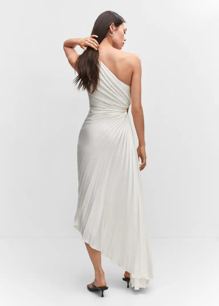 Sylviana - Vestido midi plisado de un solo hombro