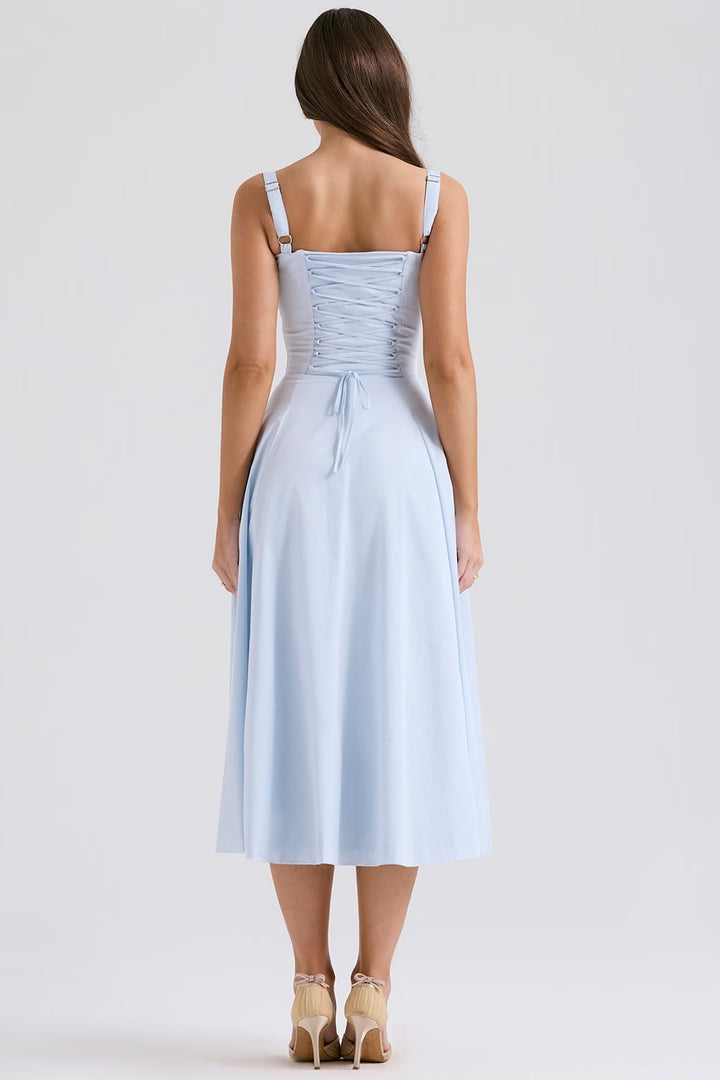 AURORA - VESTIDO MIDI CON CORSÉ Y CORDONES