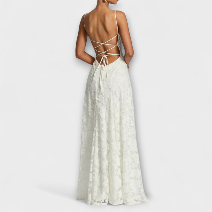Emberly - vestido maxi elegante de tejido jacquard