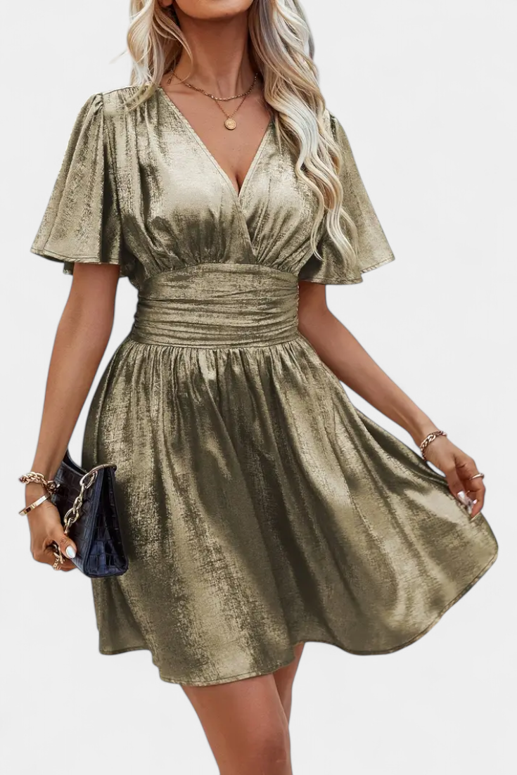 Vestido Adalee para Damas con Escote en V y Cintura Cruzada