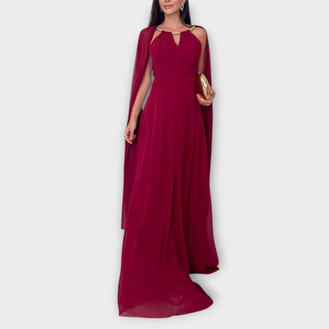 Mabel - Vestidos maxi elegantes con abrigo y apertura alta