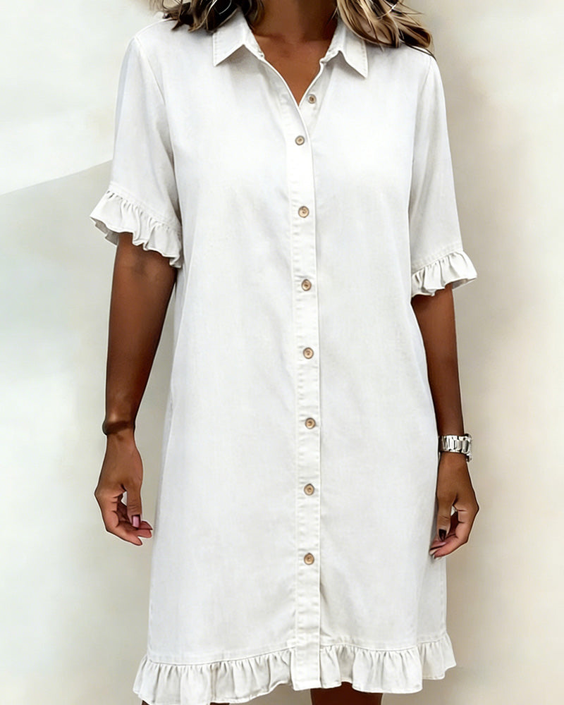 Clarissa® | Vestido de denim cómodo con pliegues favorecedores