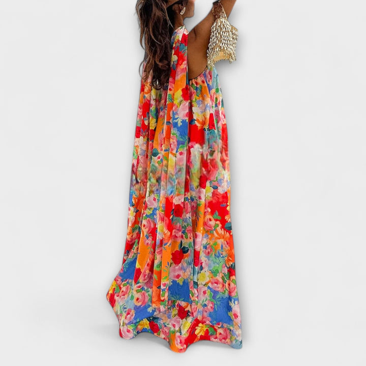 Harlow - Vestido maxi con estampado floral y hombros descubiertos