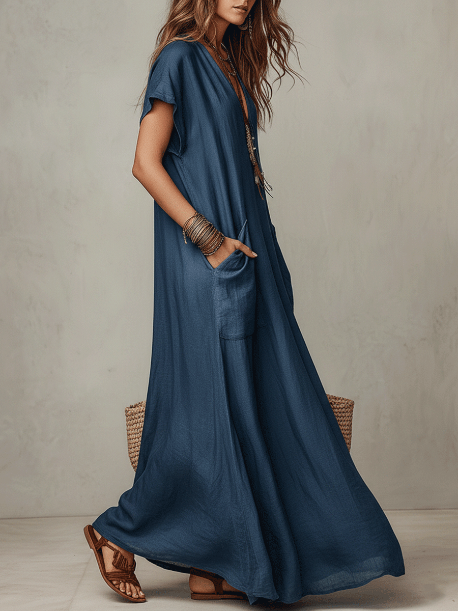 Vestido maxi bohemio de caída fluida sin esfuerzo