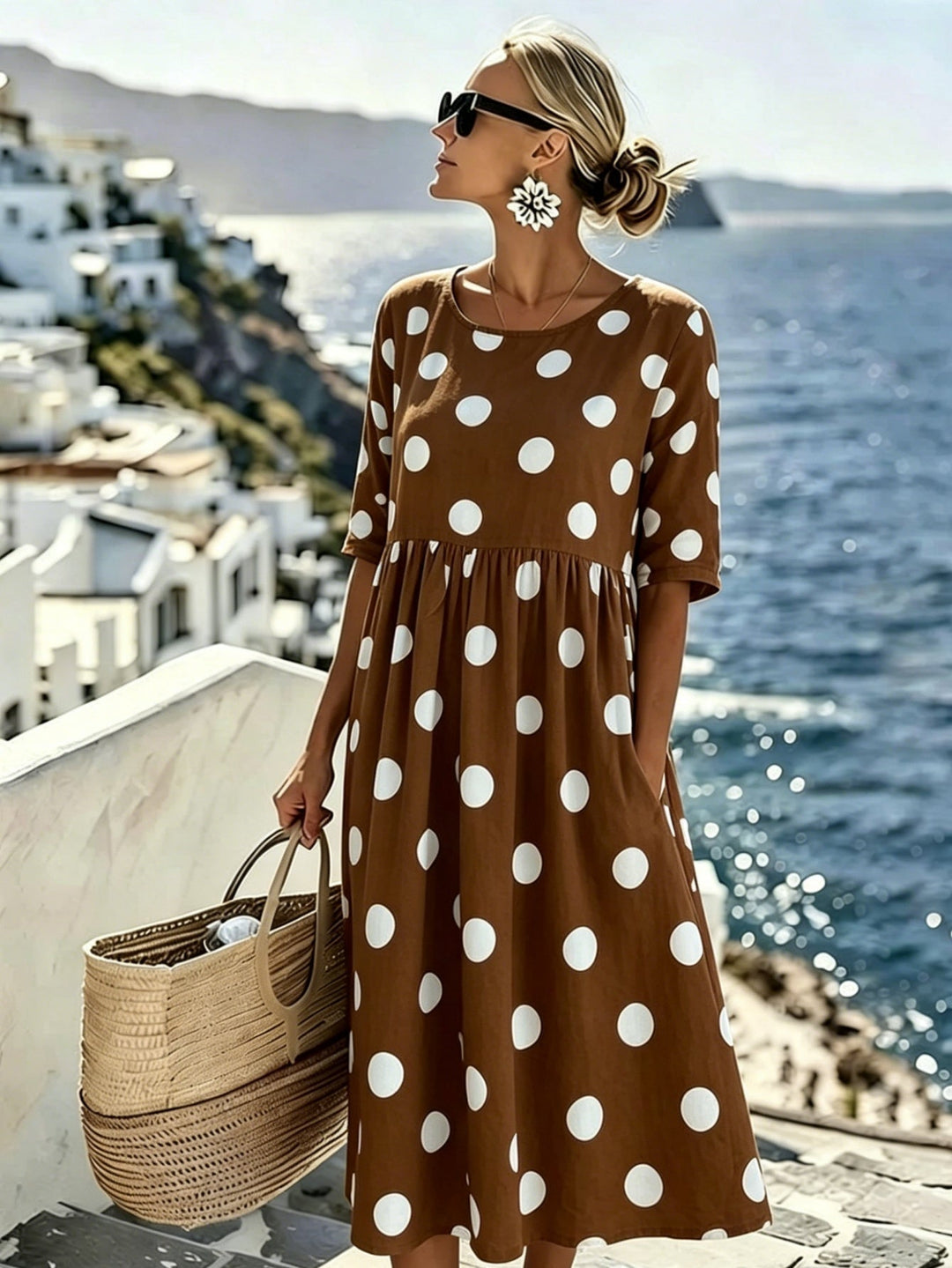 Penélope™ | Clásico Vestido Midi de Lunares