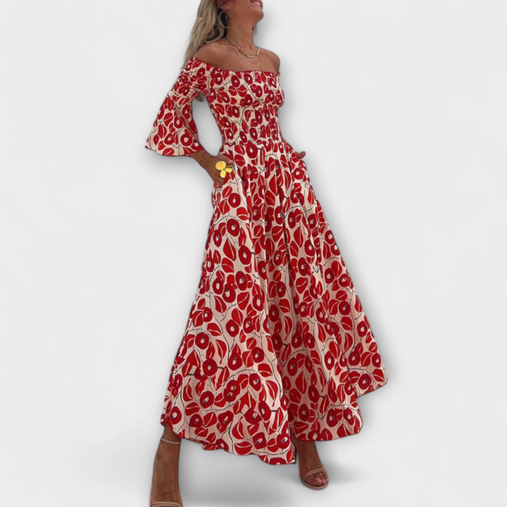 Sienna - vestido maxi con hombros descubiertos, ideal para las vacaciones