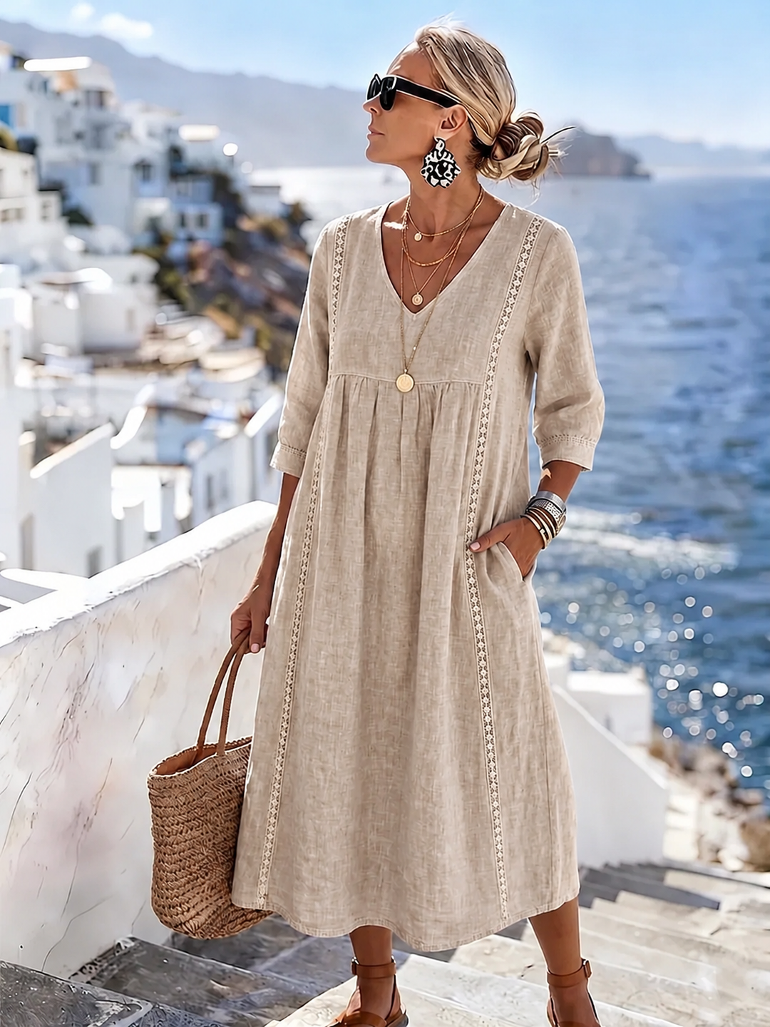 Helena - Vestido casual holgado de encaje patchwork