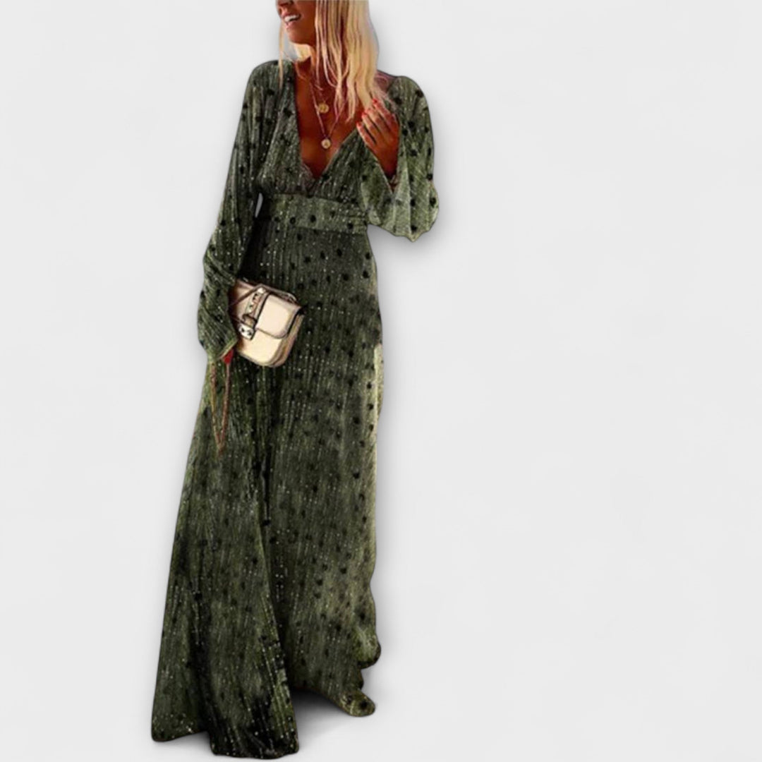 Elegantes vestidos largos con estampado de lunares