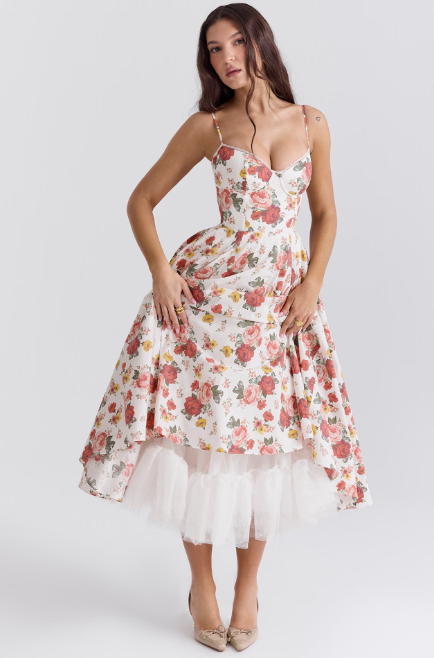 Luce - Midi Dress in Satin Tulle