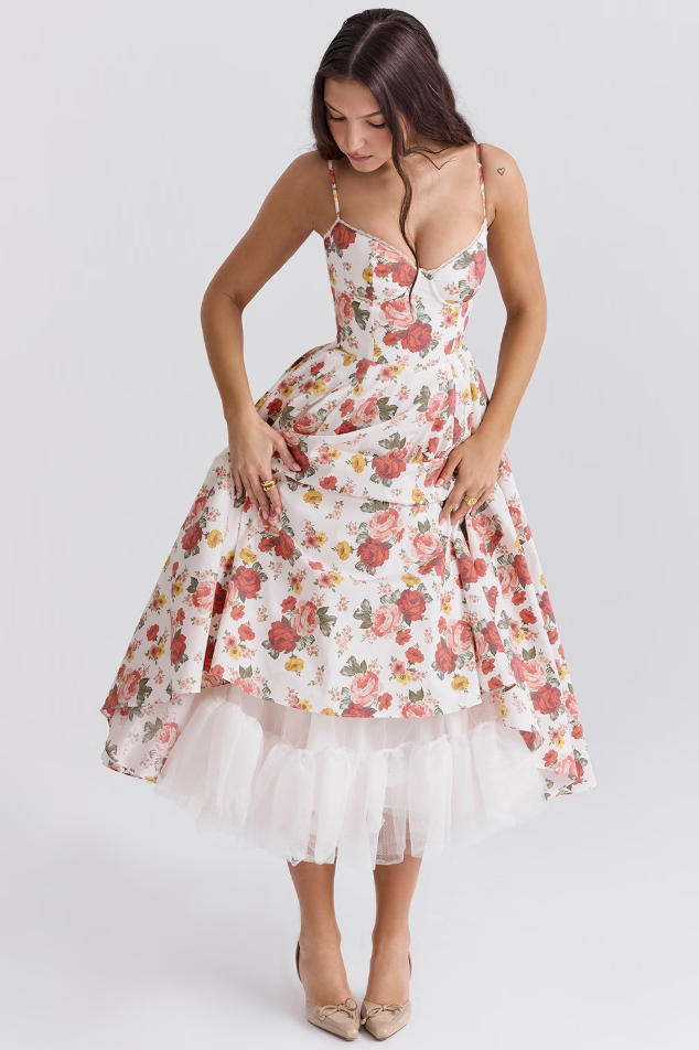 Luce - Midi Dress in Satin Tulle
