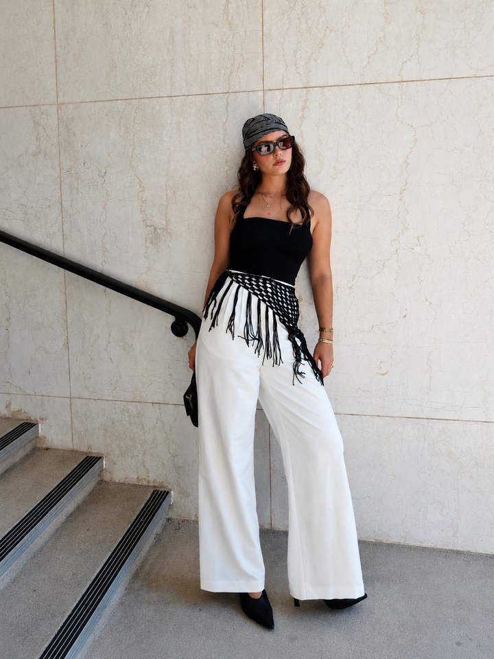 Pantalones de Pierna Ancha Lisos Sin Cinturón