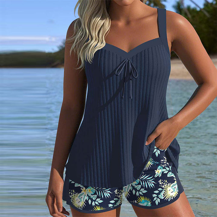 Laluna® | Conjunto de Tankini a Rayas con Pantalones Cortos de Playa de Dos Piezas