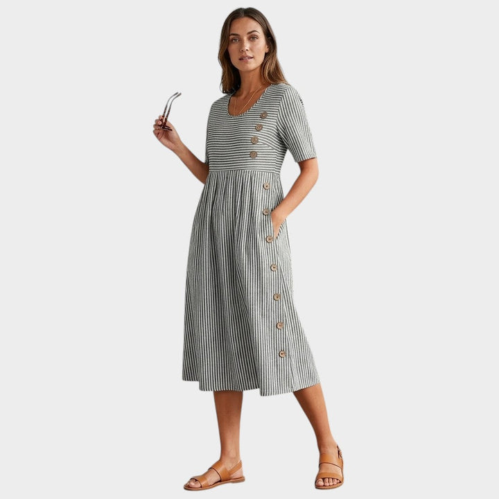 Marina™ | Elegante vestido midi de rayas