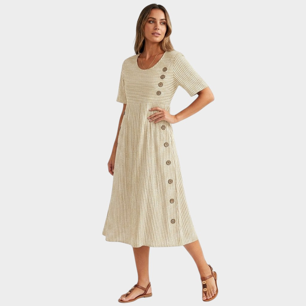 Marina™ | Elegante vestido midi de rayas