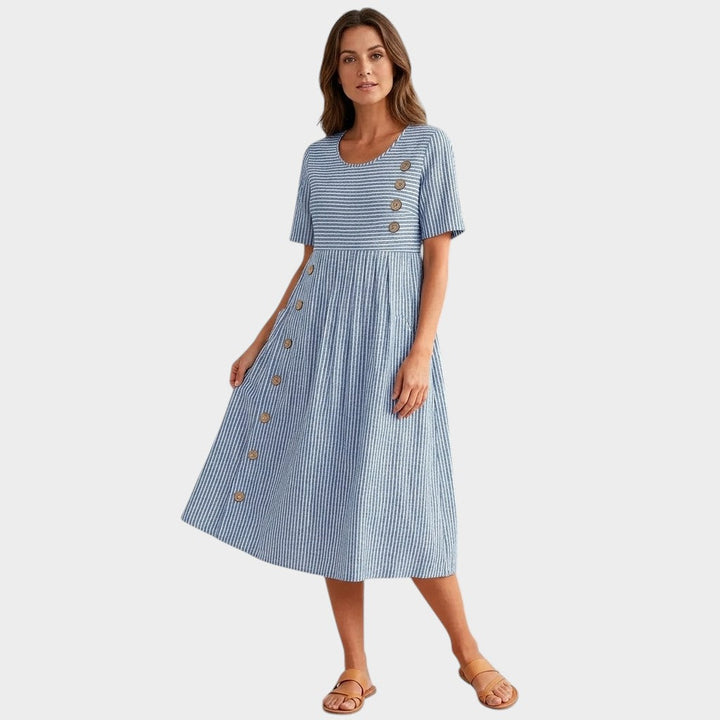 Marina™ | Elegante vestido midi de rayas