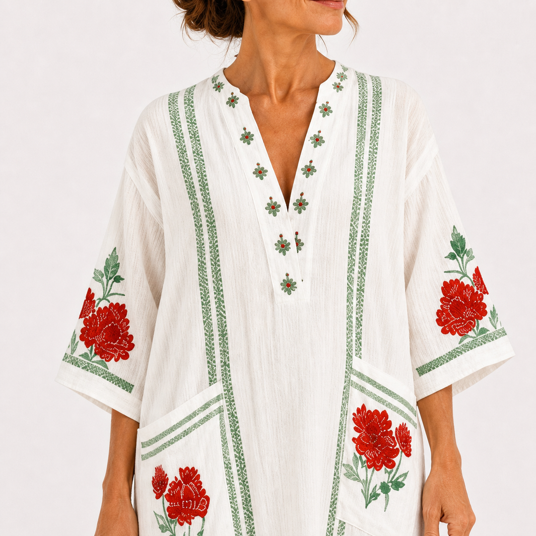 Caftán Elena Blanco Rosas