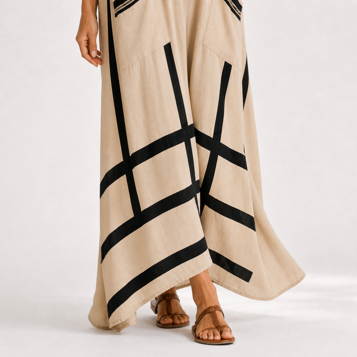 Caftán Salma Beige Rayas Negras