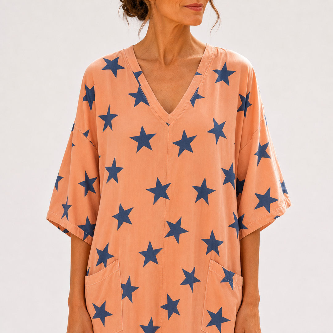 Caftán Selma Coral Estrellas