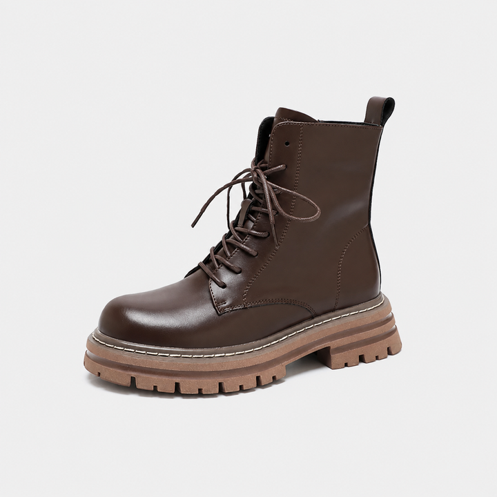 Beatriz™ | Botines marrones con correa y suela gruesa