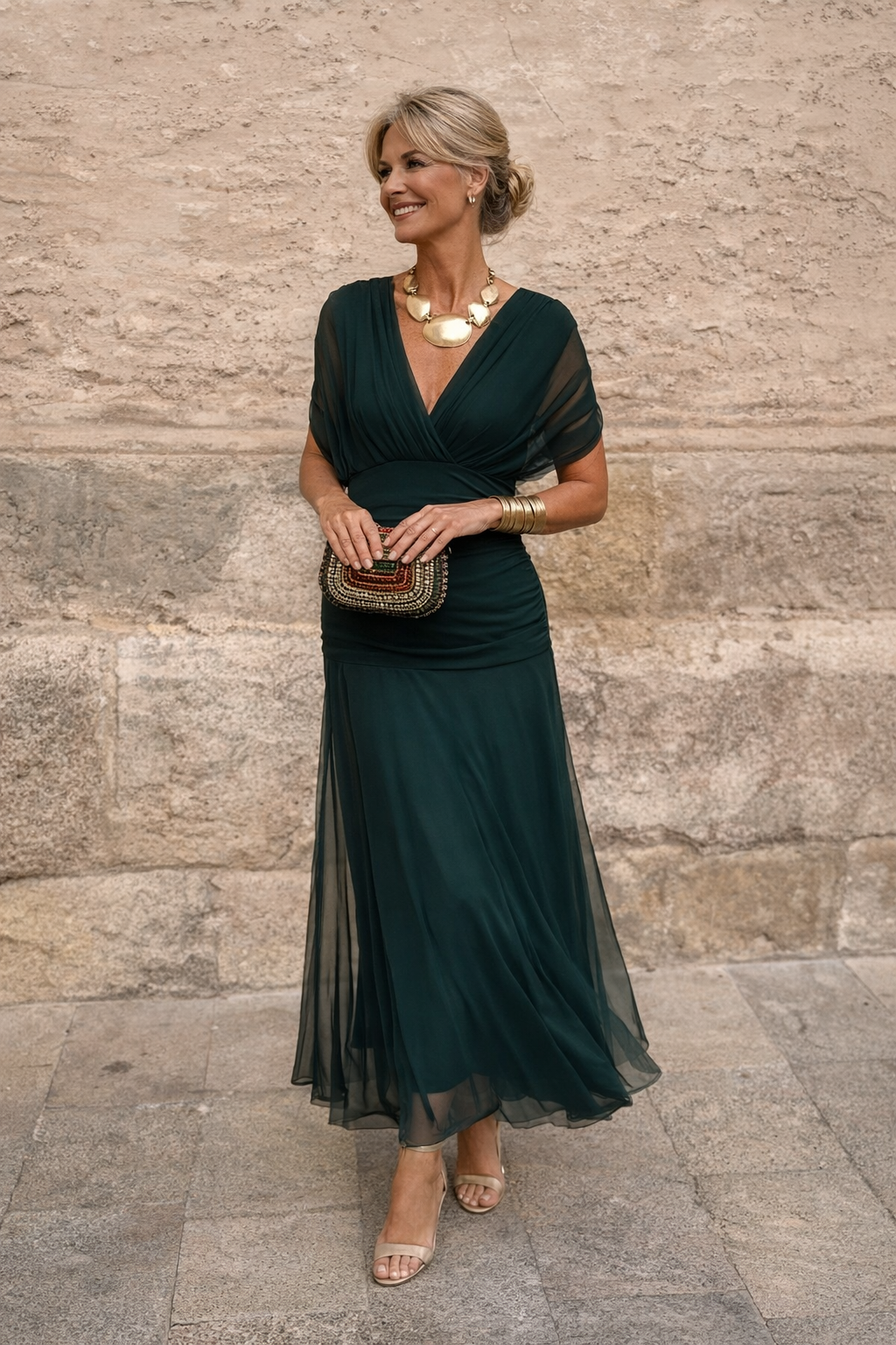 Elegante Vestido Maxi de Noche con Escote Corazón