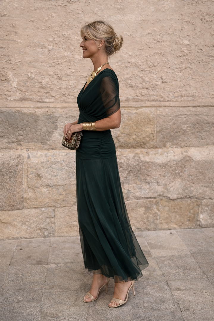 Elegante Vestido Maxi de Noche con Escote Corazón