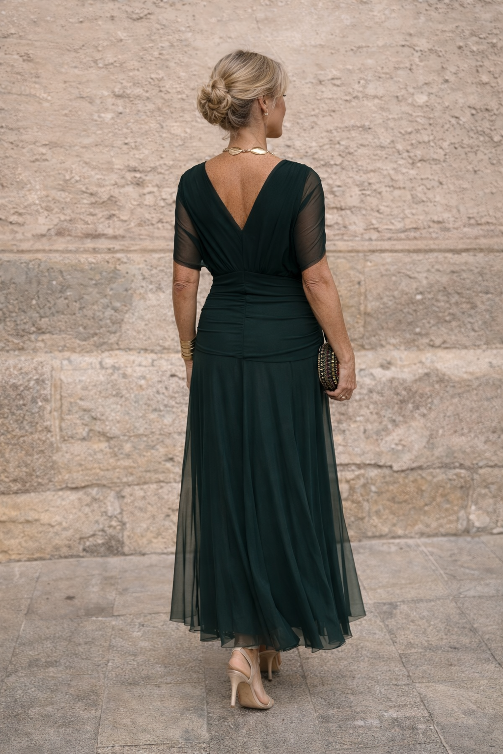 Elegante Vestido Maxi de Noche con Escote Corazón