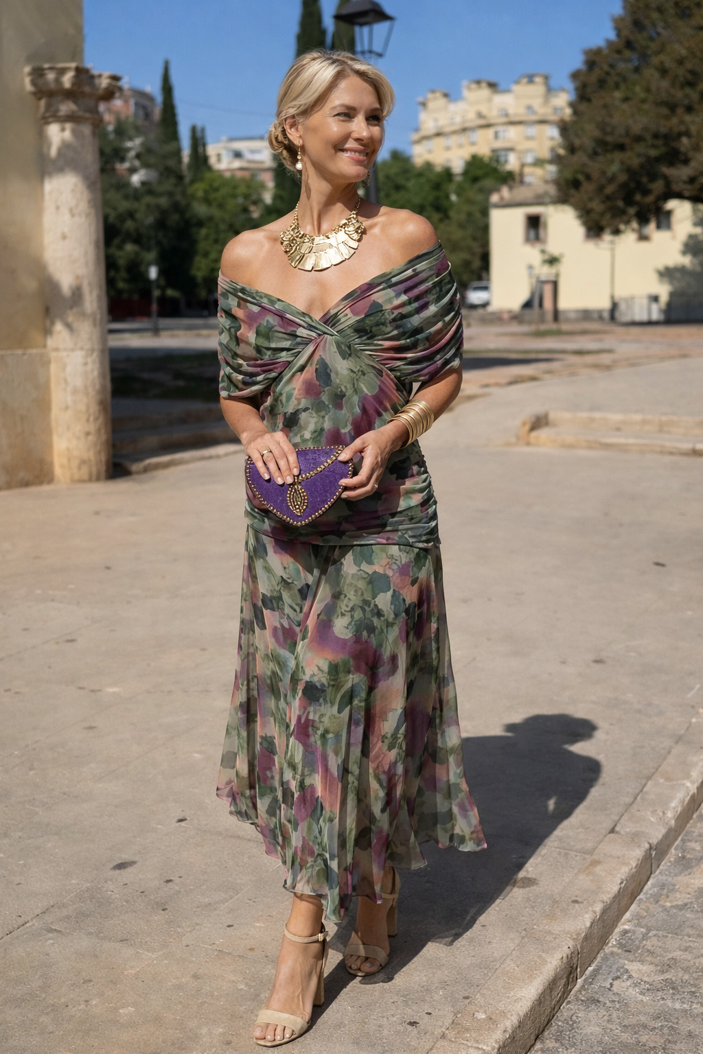 Elegante Vestido Maxi de Noche con Escote Corazón