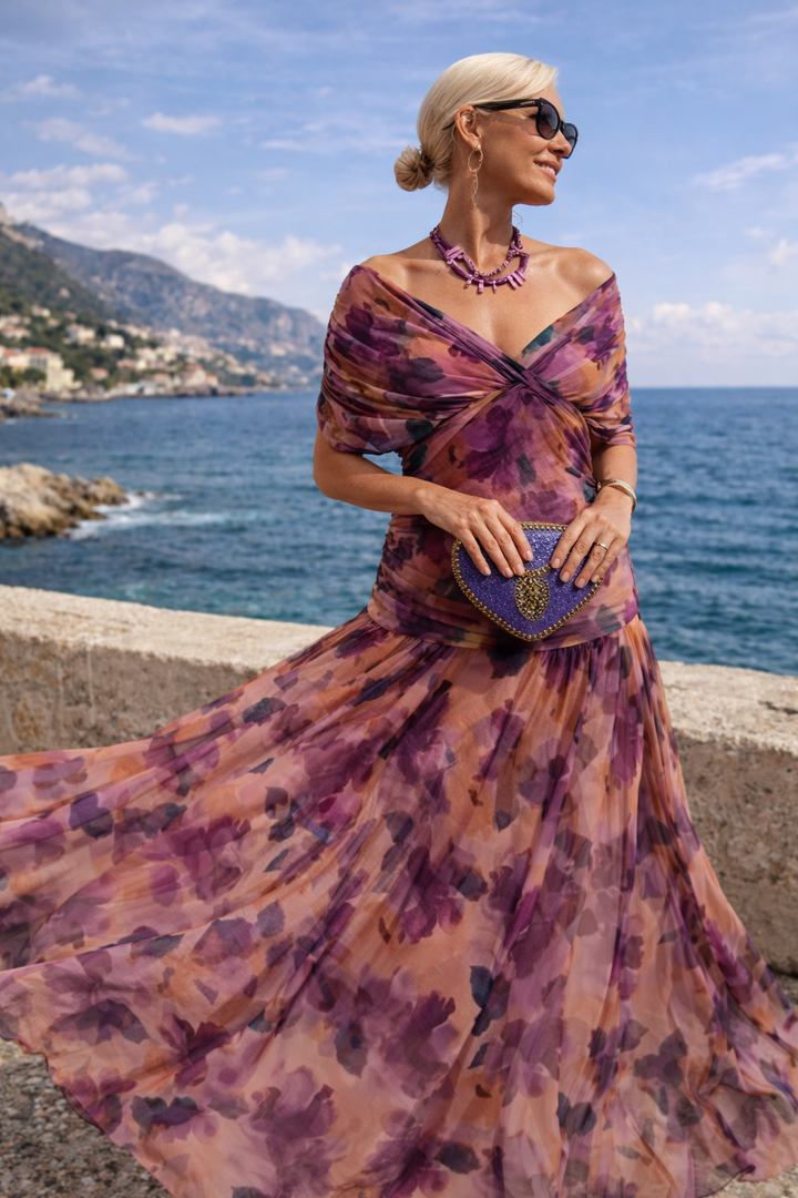 Elegante Vestido Maxi de Noche con Escote Corazón