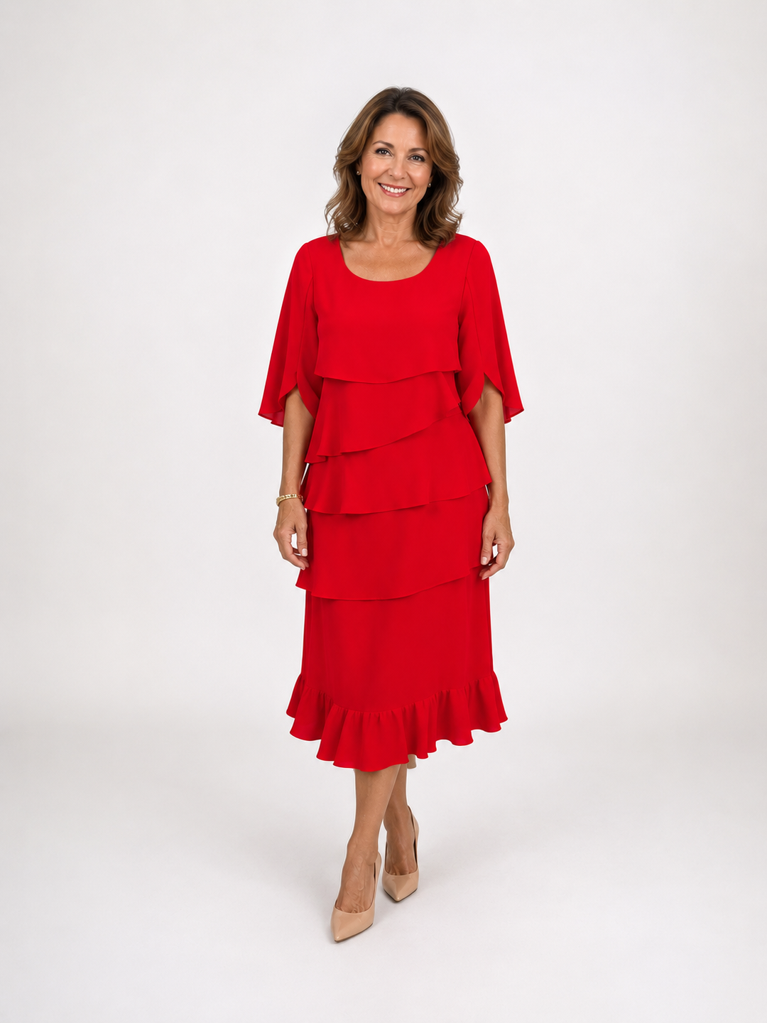 Anna | Elegante Vestido Midi con Volantes