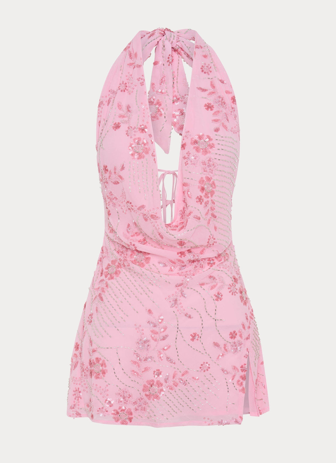 Cinzia - Mini Dress Rosa con Perlas
