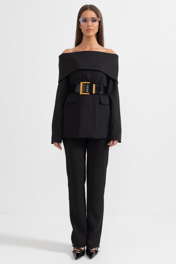 Conjunto Elegante de Chaqueta y Pantalón Negro
