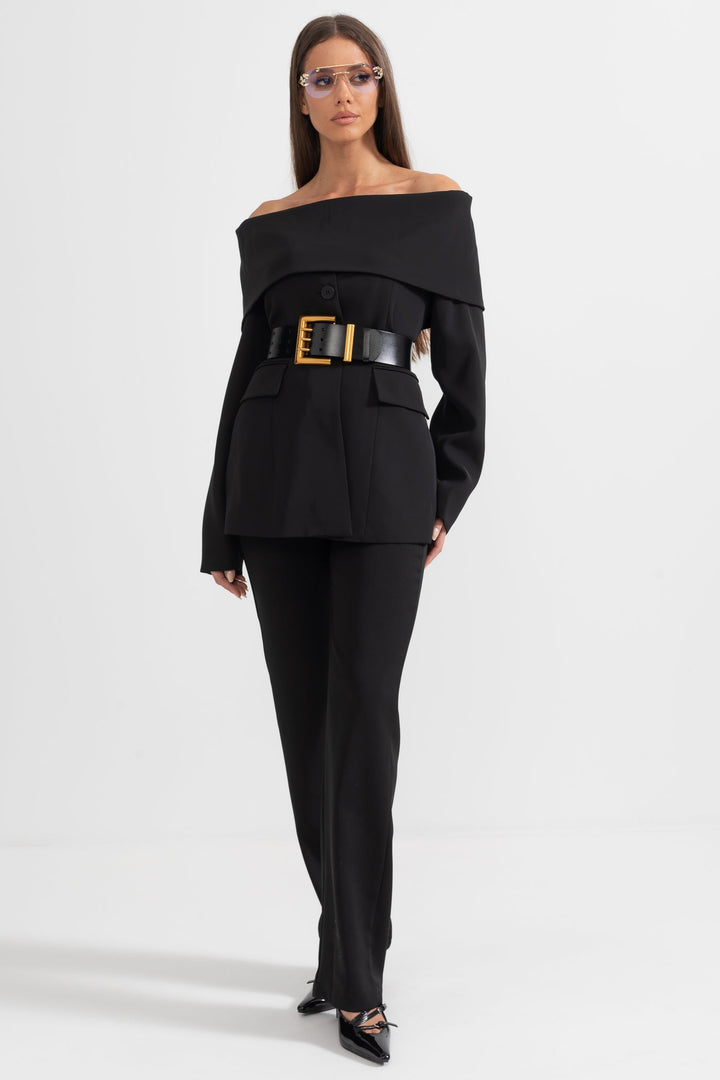 Conjunto Elegante de Chaqueta y Pantalón Negro