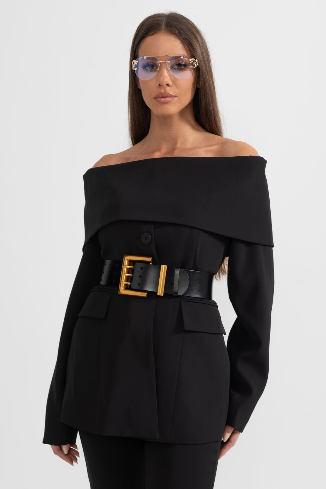 Conjunto Elegante de Chaqueta y Pantalón Negro