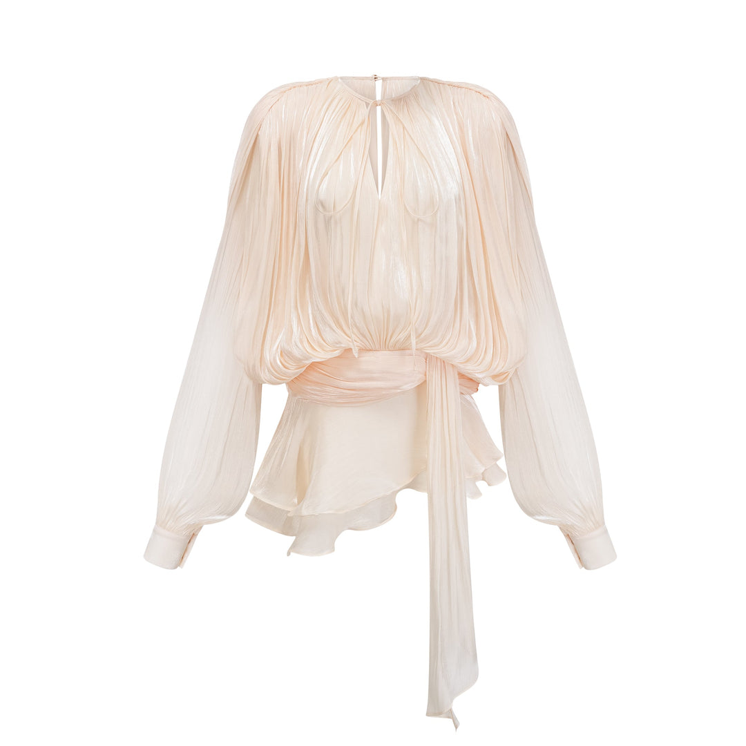 Vestido Mini Plisado Eugénie con Volantes