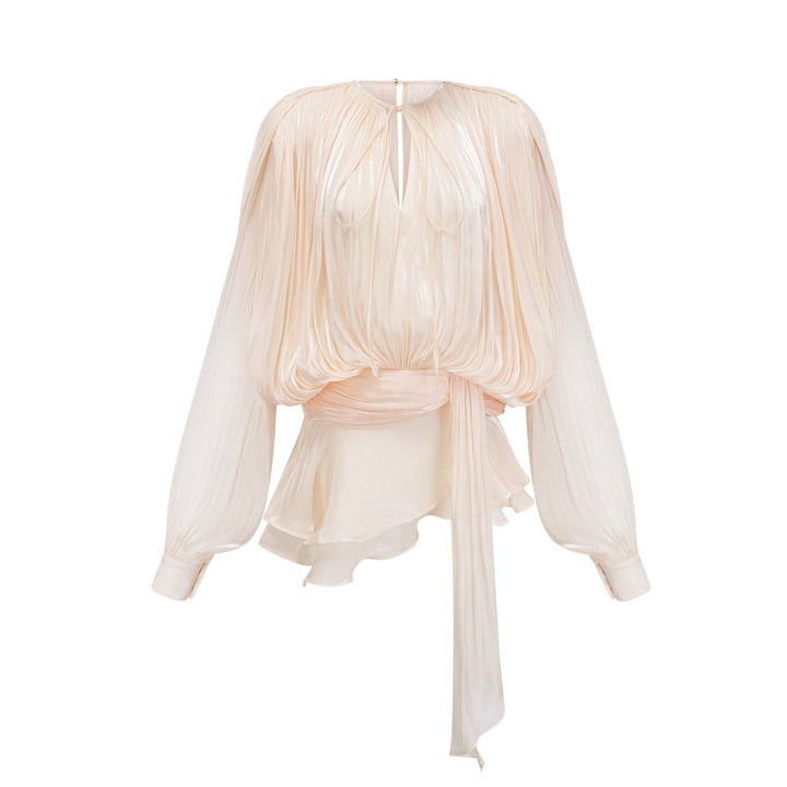 Vestido Mini Plisado Eugénie con Volantes