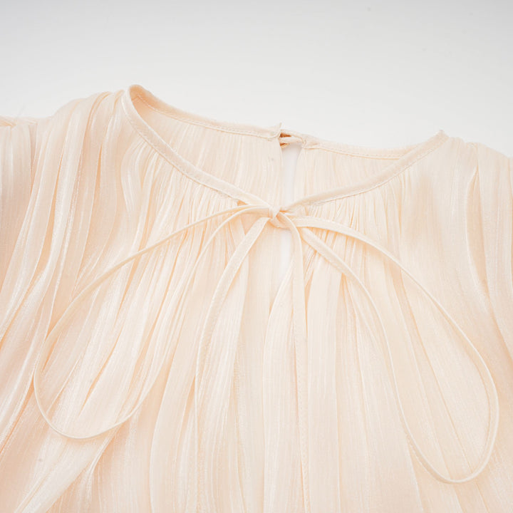 Vestido Mini Plisado Eugénie con Volantes