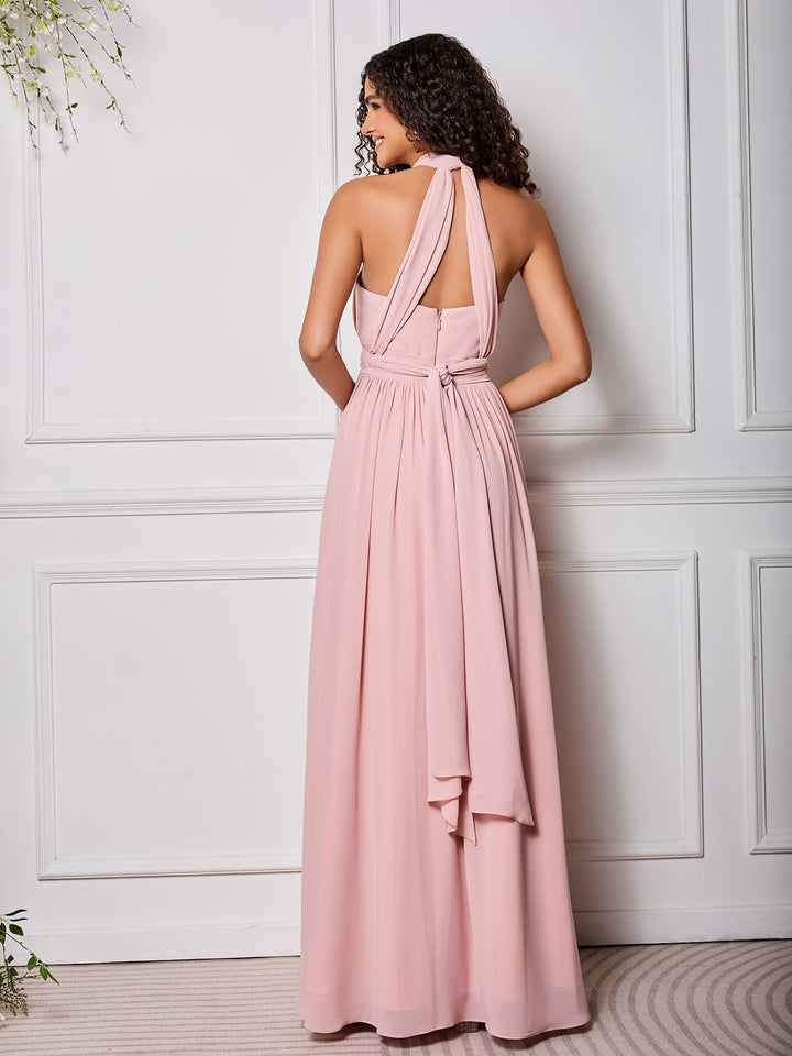 Vestido Convertible MultiPosición de Gasa con Cuello Halter
